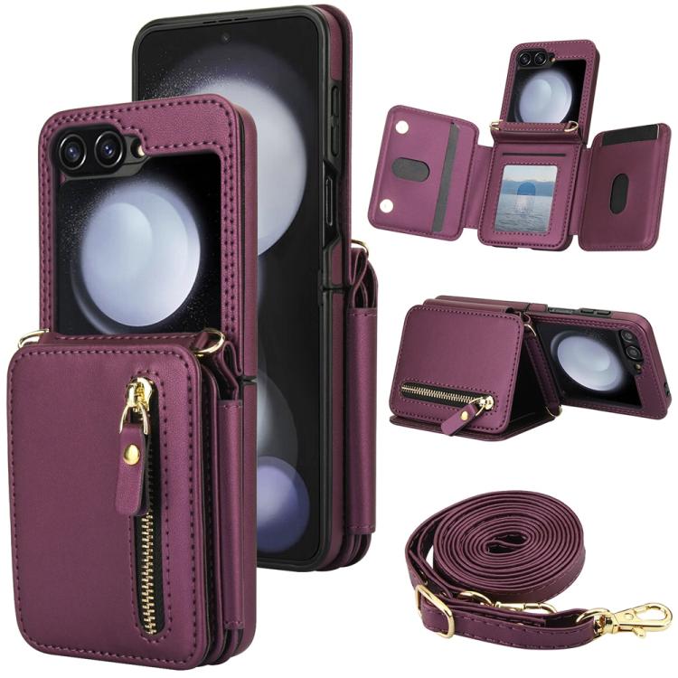 Crossbody Zipper Dual Buckle Card Bag Folding Phone Case