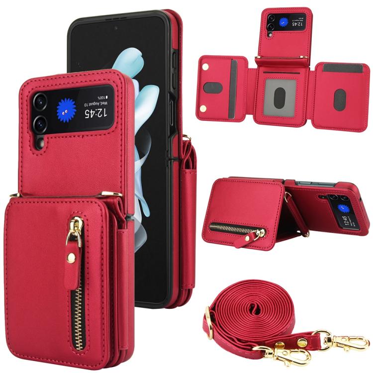 Crossbody Zipper Dual Buckle Card Bag Folding Phone Case