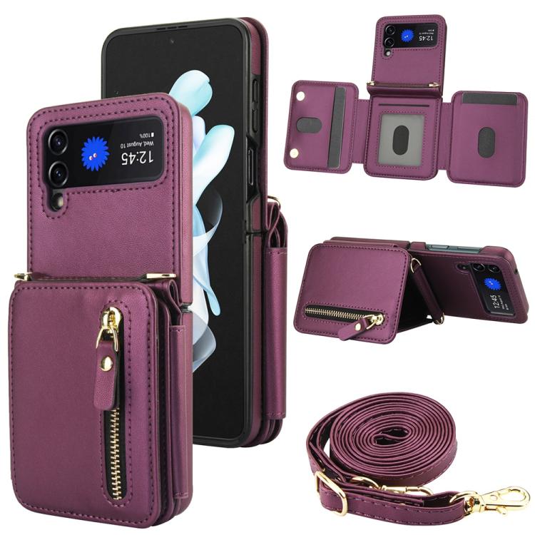 Crossbody Zipper Dual Buckle Card Bag Folding Phone Case