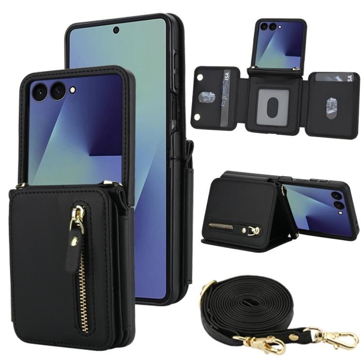 Crossbody Zipper Dual Buckle Card Bag Folding Phone Case