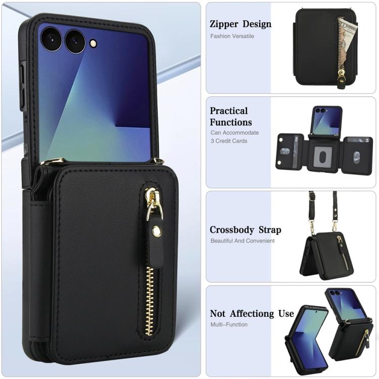 Crossbody Zipper Dual Buckle Card Bag Folding Phone Case