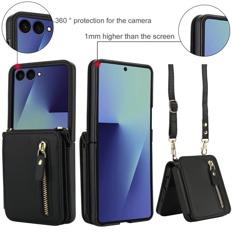 Crossbody Zipper Dual Buckle Card Bag Folding Phone Case