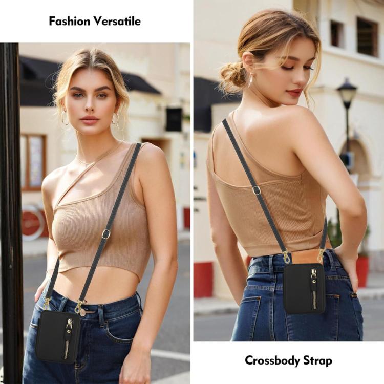 Crossbody Zipper Dual Buckle Card Bag Folding Phone Case