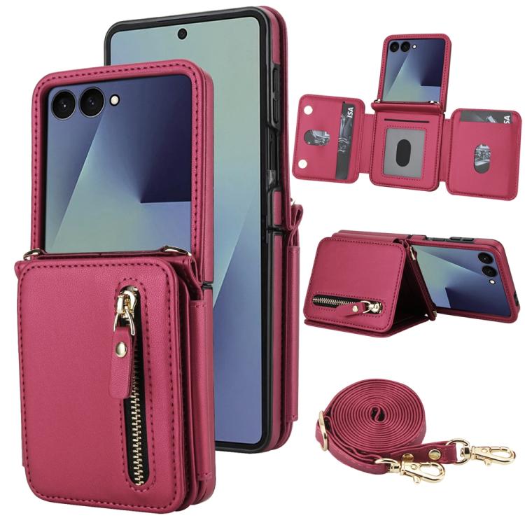 Crossbody Zipper Dual Buckle Card Bag Folding Phone Case