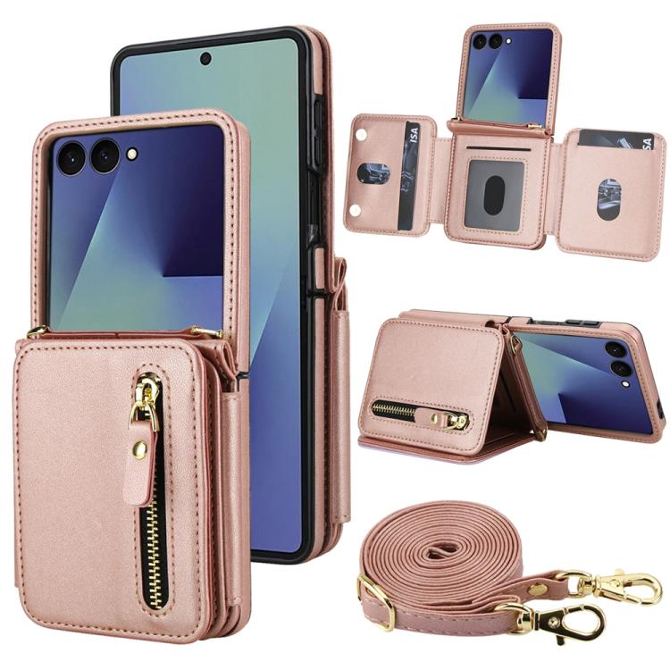 Crossbody Zipper Dual Buckle Card Bag Folding Phone Case