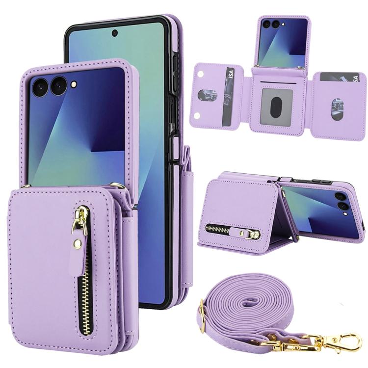 Crossbody Zipper Dual Buckle Card Bag Folding Phone Case