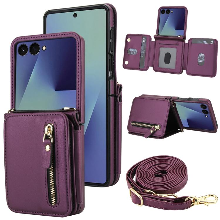 Crossbody Zipper Dual Buckle Card Bag Folding Phone Case
