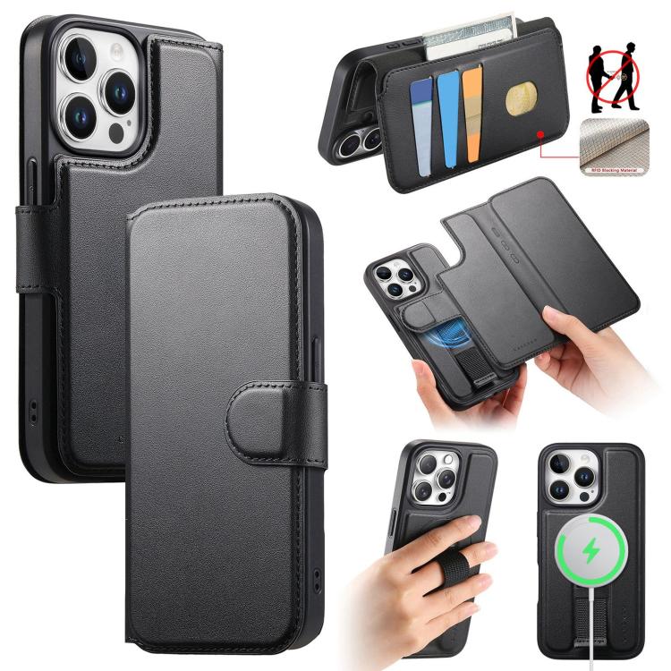 CaseNeo Finger Grip Strap MagSafe Leather Phone Case