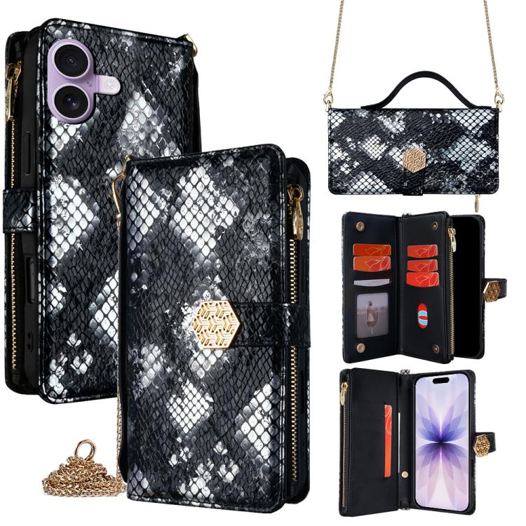 Crossbody Handle Snake Texture Leather Phone Case