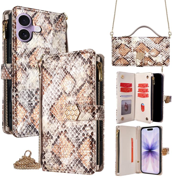 Crossbody Handle Snake Texture Leather Phone Case