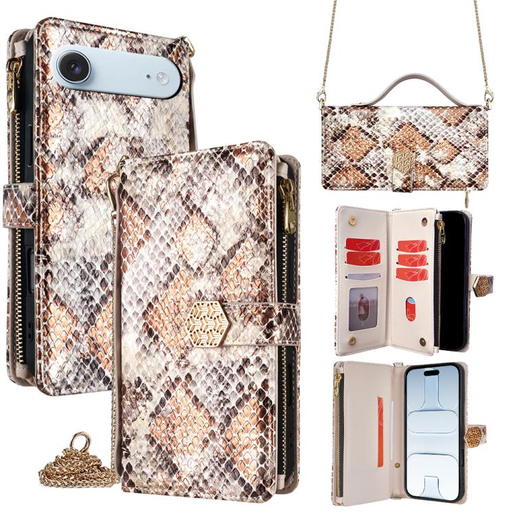 Crossbody Handle Snake Texture Leather Phone Case