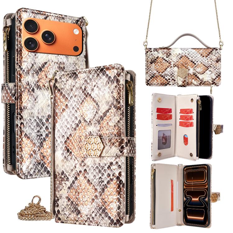 Crossbody Handle Snake Texture Leather Phone Case