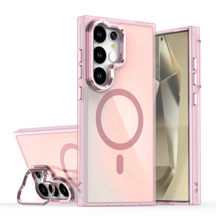 Plating Gradient Discolor MagSafe Phone Case with Holder, For Samsung Galaxy S26+ 5G, For Samsung Galaxy S26 Ultra 5G, For Samsung Galaxy S26 5G, For Samsung Galaxy S25 5G, For Samsung Galaxy S25+ 5G, For Samsung Galaxy S25 Ultra 5G                    ...