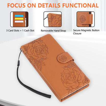 Rose Flower Embossed 3-Card Slots Leather Phone Case, For Samsung Galaxy S24 Ultra 5G, For Samsung Galaxy S23 FE 5G, For Samsung Galaxy S23 Ultra 5G, For Samsung Galaxy S23+ 5G, For Samsung Galaxy S23 5G, For Samsung Galaxy S22 Ultra 5G                ...