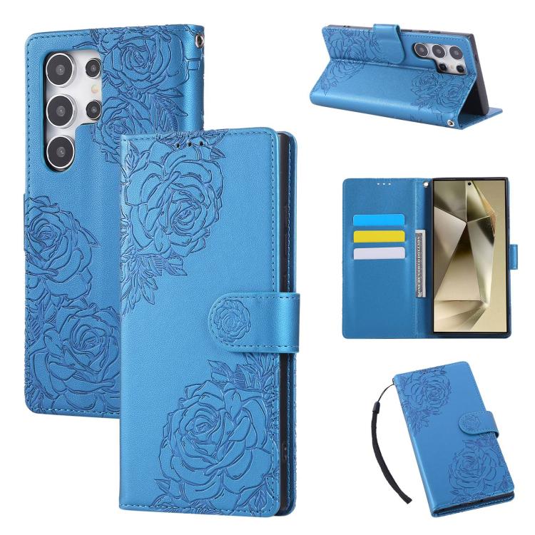Rose Flower Embossed 3-Card Slots Leather Phone Case, For Samsung Galaxy S24 Ultra 5G, For Samsung Galaxy S23 FE 5G, For Samsung Galaxy S23 Ultra 5G, For Samsung Galaxy S23+ 5G, For Samsung Galaxy S23 5G, For Samsung Galaxy S22 Ultra 5G                ...