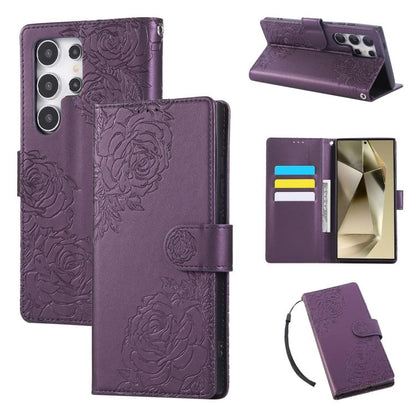 Rose Flower Embossed 3-Card Slots Leather Phone Case, For Samsung Galaxy S24 Ultra 5G, For Samsung Galaxy S23 FE 5G, For Samsung Galaxy S23 Ultra 5G, For Samsung Galaxy S23+ 5G, For Samsung Galaxy S23 5G, For Samsung Galaxy S22 Ultra 5G                ...