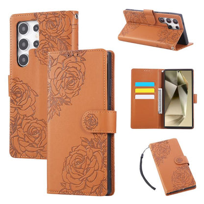 Rose Flower Embossed 3-Card Slots Leather Phone Case, For Samsung Galaxy S24 Ultra 5G, For Samsung Galaxy S23 FE 5G, For Samsung Galaxy S23 Ultra 5G, For Samsung Galaxy S23+ 5G, For Samsung Galaxy S23 5G, For Samsung Galaxy S22 Ultra 5G                ...