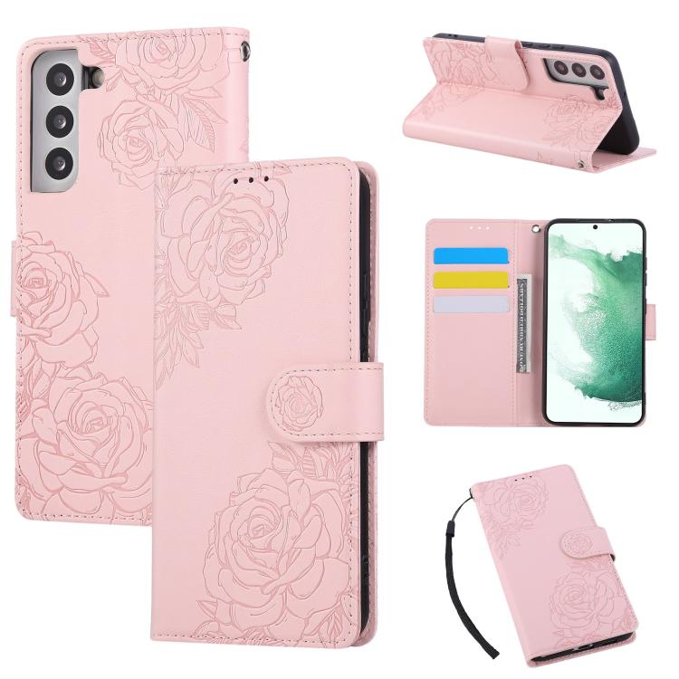 Rose Flower Embossed 3-Card Slots Leather Phone Case, For Samsung Galaxy S24 Ultra 5G, For Samsung Galaxy S23 FE 5G, For Samsung Galaxy S23 Ultra 5G, For Samsung Galaxy S23+ 5G, For Samsung Galaxy S23 5G, For Samsung Galaxy S22 Ultra 5G                ...