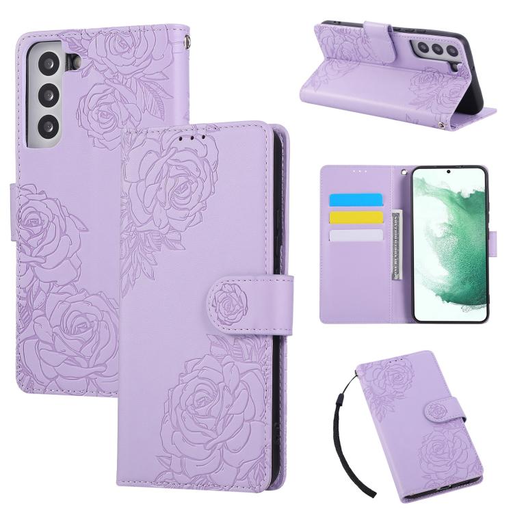 Rose Flower Embossed 3-Card Slots Leather Phone Case, For Samsung Galaxy S24 Ultra 5G, For Samsung Galaxy S23 FE 5G, For Samsung Galaxy S23 Ultra 5G, For Samsung Galaxy S23+ 5G, For Samsung Galaxy S23 5G, For Samsung Galaxy S22 Ultra 5G                ...