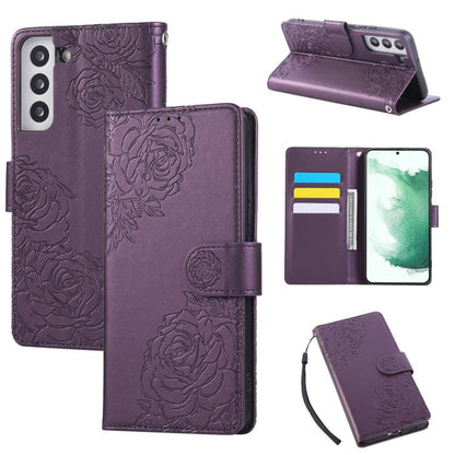 Rose Flower Embossed 3-Card Slots Leather Phone Case, For Samsung Galaxy S24 Ultra 5G, For Samsung Galaxy S23 FE 5G, For Samsung Galaxy S23 Ultra 5G, For Samsung Galaxy S23+ 5G, For Samsung Galaxy S23 5G, For Samsung Galaxy S22 Ultra 5G                ...