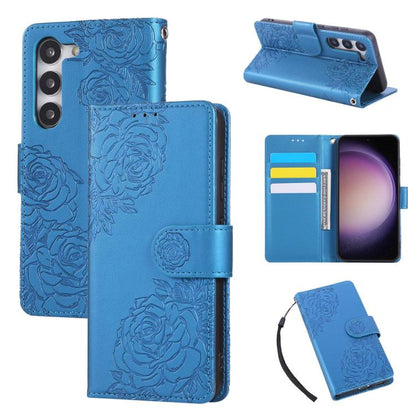 Rose Flower Embossed 3-Card Slots Leather Phone Case, For Samsung Galaxy S24 Ultra 5G, For Samsung Galaxy S23 FE 5G, For Samsung Galaxy S23 Ultra 5G, For Samsung Galaxy S23+ 5G, For Samsung Galaxy S23 5G, For Samsung Galaxy S22 Ultra 5G                ...