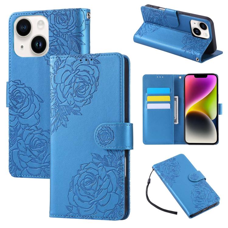 Rose Flower Embossed 3-Card Slots Leather Phone Case