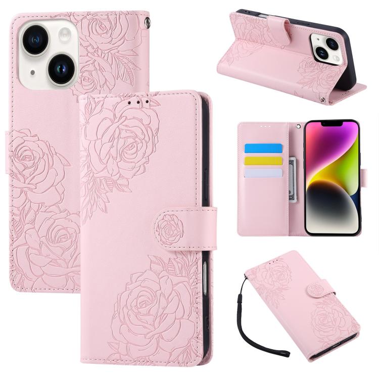 Rose Flower Embossed 3-Card Slots Leather Phone Case