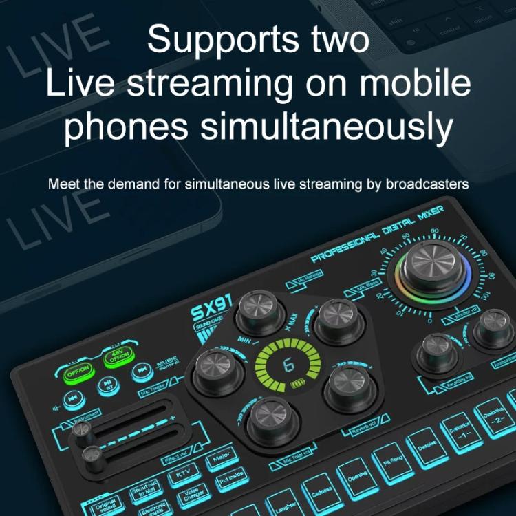 SX91 Multi-function Professional Mixer Mobile Phone Computer Live Streaming Sound Card