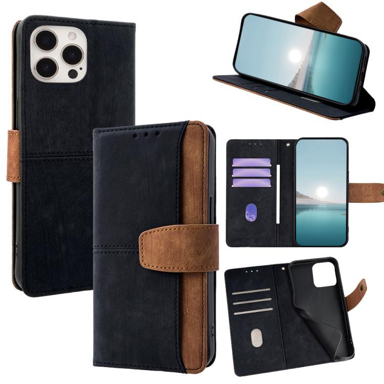 Color Stitching Skin Feel Leather RFID Blocking Phone Case