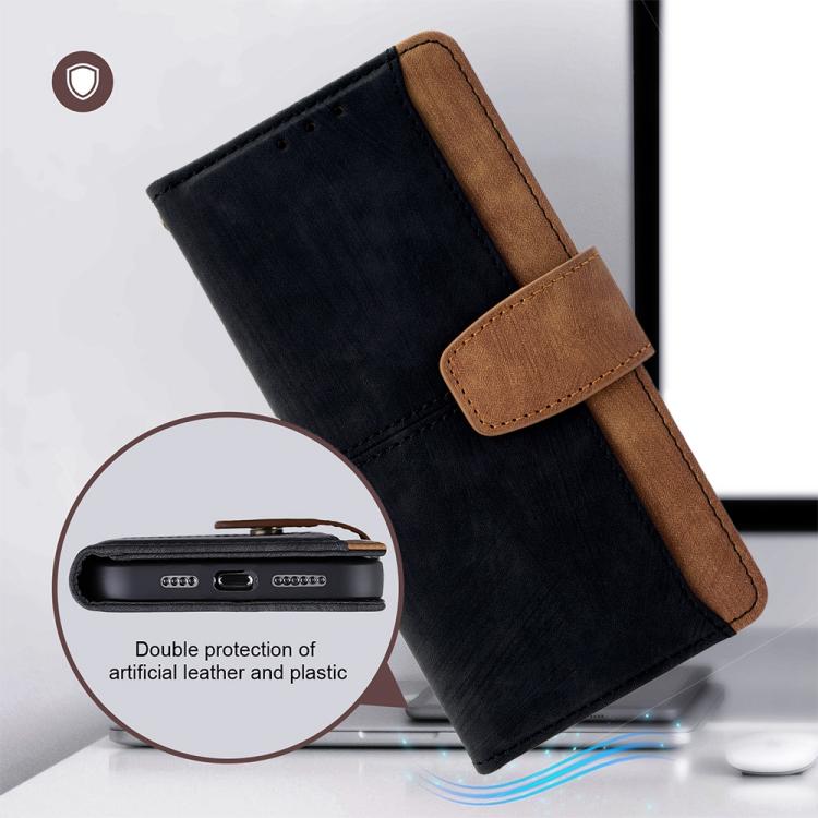 Color Stitching Skin Feel Leather RFID Blocking Phone Case