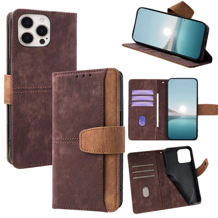 Color Stitching Skin Feel Leather RFID Blocking Phone Case