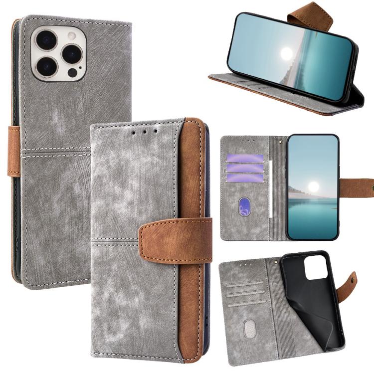 Color Stitching Skin Feel Leather RFID Blocking Phone Case
