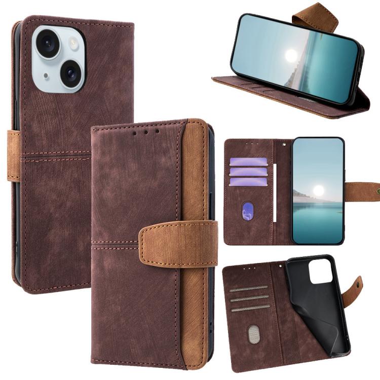 Color Stitching Skin Feel Leather RFID Blocking Phone Case