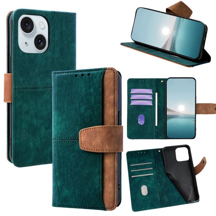 Color Stitching Skin Feel Leather RFID Blocking Phone Case