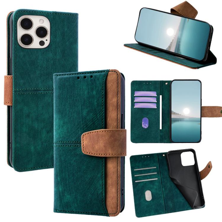 Color Stitching Skin Feel Leather RFID Blocking Phone Case