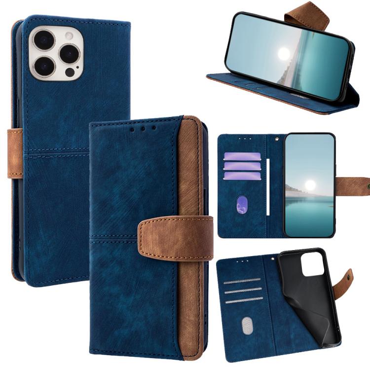 Color Stitching Skin Feel Leather RFID Blocking Phone Case