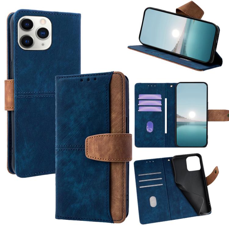 Color Stitching Skin Feel Leather RFID Blocking Phone Case