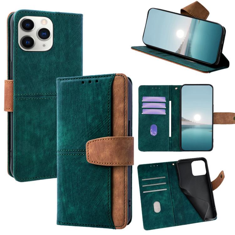 Color Stitching Skin Feel Leather RFID Blocking Phone Case