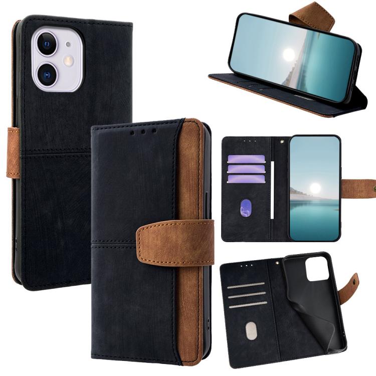 Color Stitching Skin Feel Leather RFID Blocking Phone Case