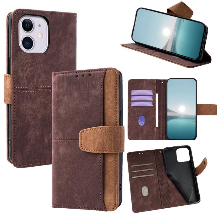 Color Stitching Skin Feel Leather RFID Blocking Phone Case