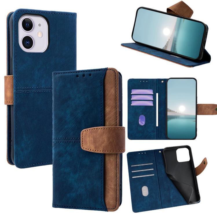 Color Stitching Skin Feel Leather RFID Blocking Phone Case
