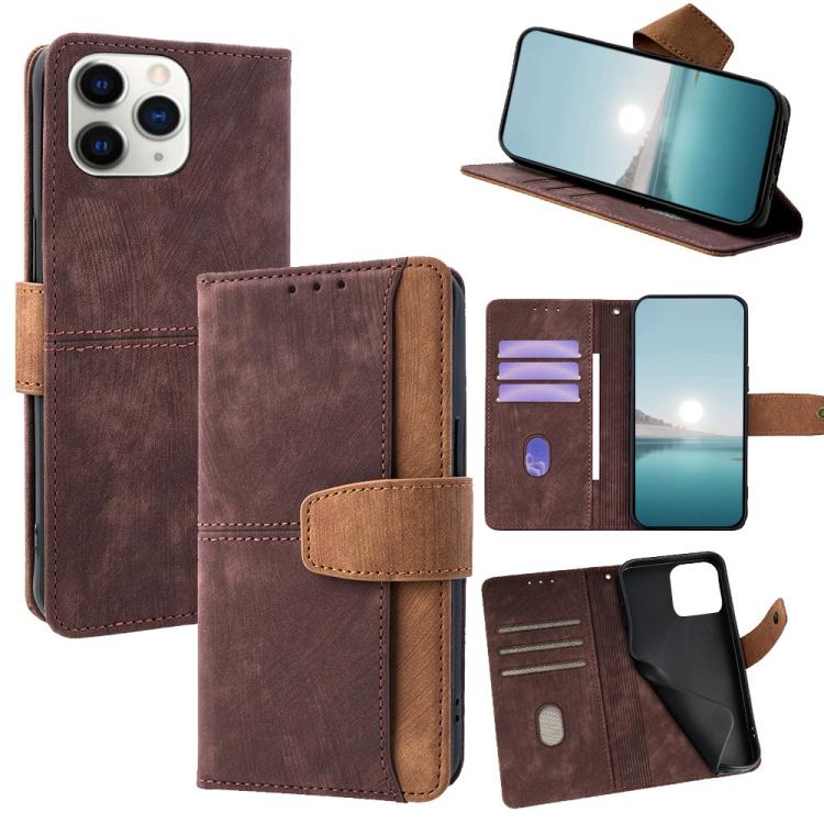 Color Stitching Skin Feel Leather RFID Blocking Phone Case