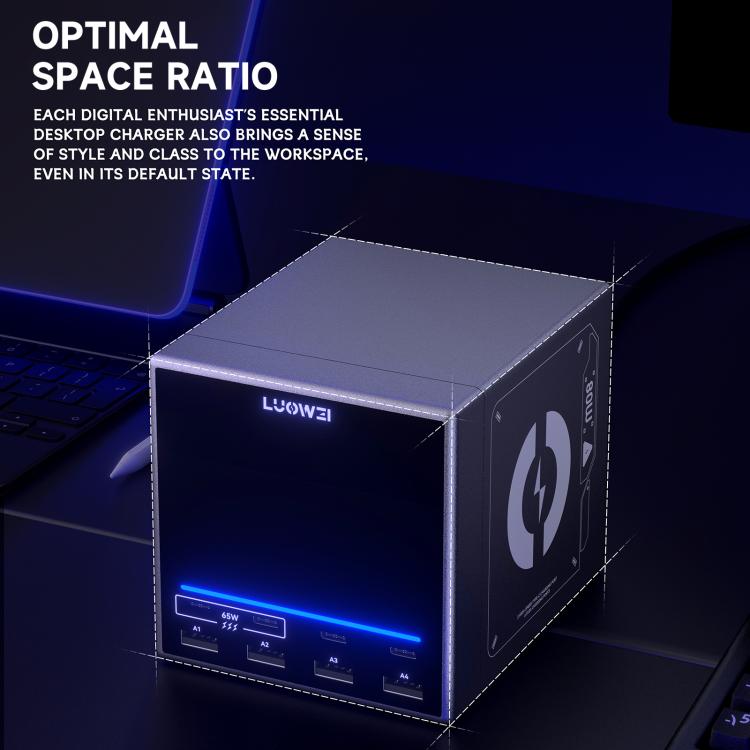 LUOWEI LW-U1 Mini 80W Raptor 8 Ports USB Type-C Color Screen Charger Station