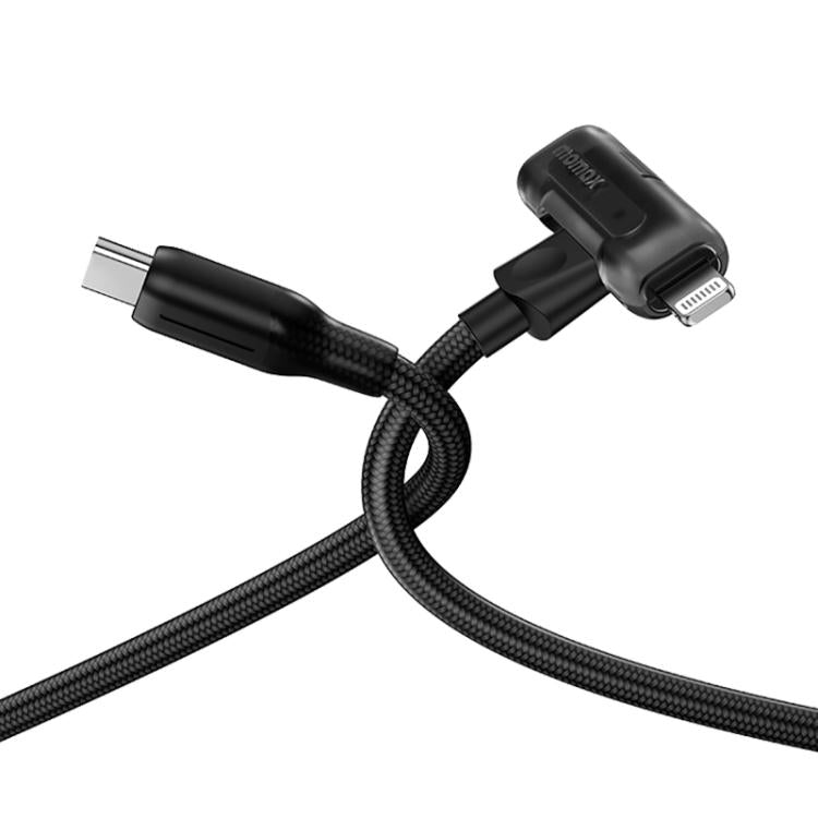 MOMAX DL56 1-Link Flow 60W Type-C to Type-C and 8 Pin Fast Charging Cable, Length:1.5m