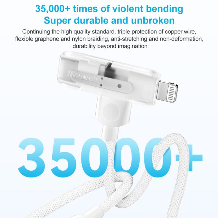 MOMAX DL56 1-Link Flow 60W Type-C to Type-C and 8 Pin Fast Charging Cable, Length:1.5m