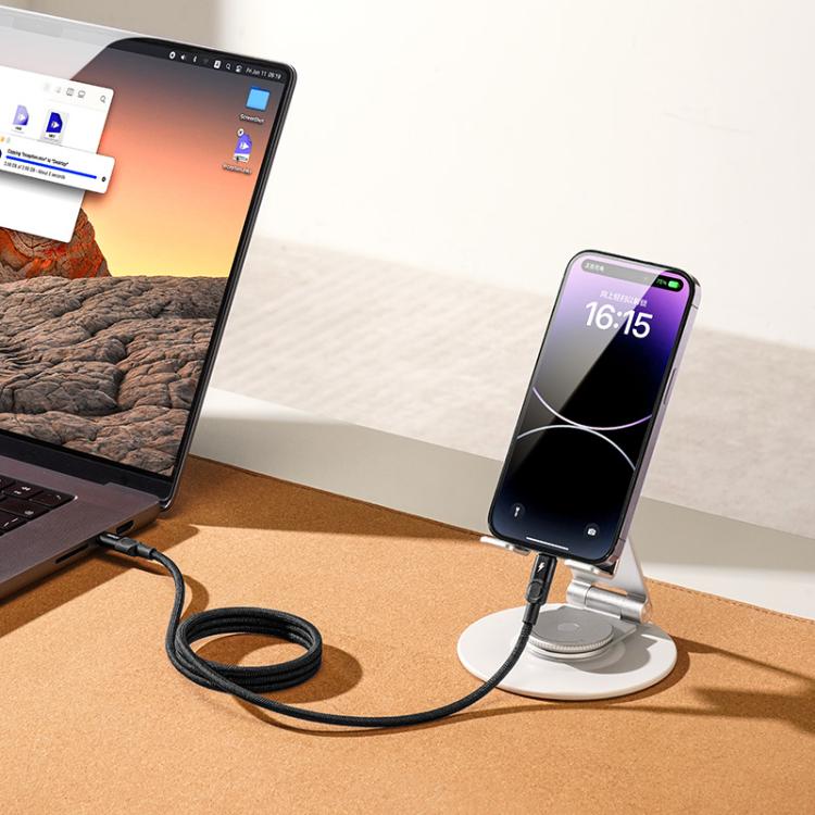 MOMAX DL57D Mag.Link 60W Type-C to 8 Pin Magnetic Braided Fast Charging Data Cable, Length:1m