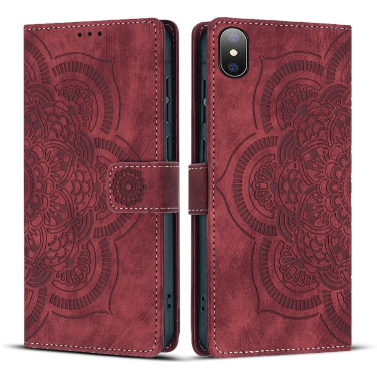 Mandala Embossed Retro Frosted Leather Phone Case
