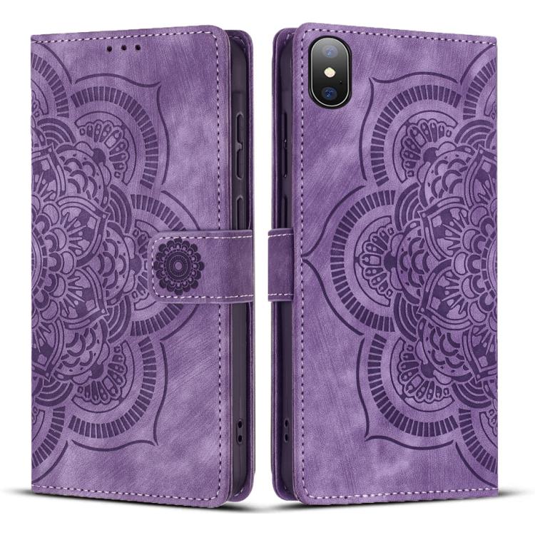 Mandala Embossed Retro Frosted Leather Phone Case