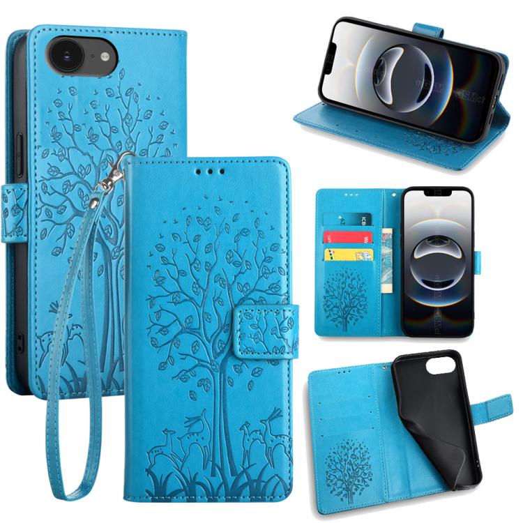 Tree & Deer Embossed Leather Phone Case