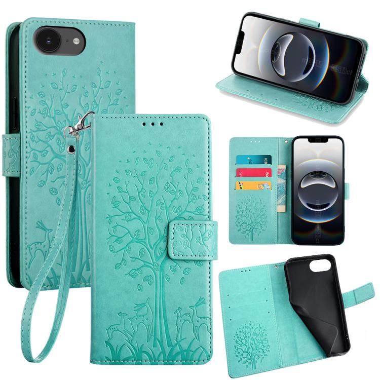 Tree & Deer Embossed Leather Phone Case
